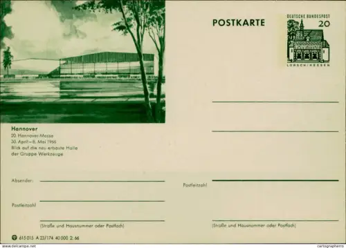 A5937 German illustrated postal stationery postcard 20th Hannover-Messe (Hannover Trade Fair)