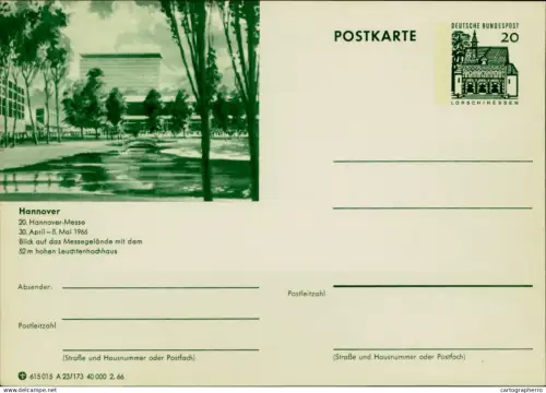 A5937 German illustrated postal stationery postcard 20th Hannover-Messe (Hannover Trade Fair)