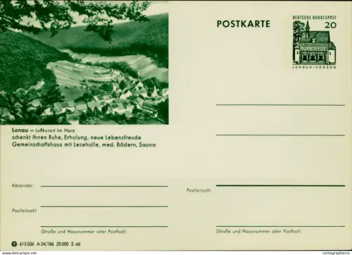A5937 German illustrated postal stationery postcard scenic view of the health resort Luftkurort Lonau in Harz mountains