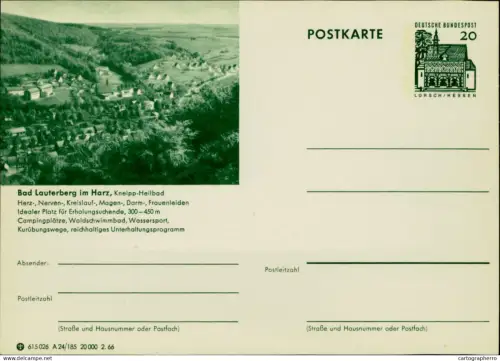 A5937 German illustrated postal stationery postcard Bad Lauterberg im Harz, a Kneipp spa town in Germany