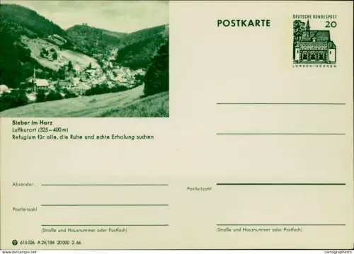 A5937 German illustrated postal stationery postcard Sieber in the Harz mountains