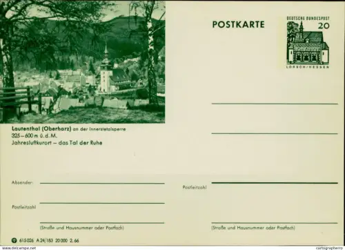 A5937 German illustrated postal stationery postcard  Lautenthal in the Upper Harz region of Germany