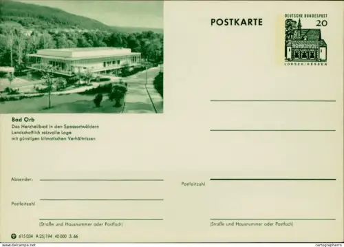 A5937 German illustrated postal stationery postcard Konzerthalle (Concert Hall) in Bad Orb, Germany