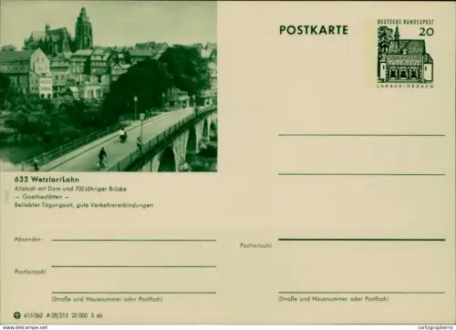 A5937 German postal stationery Wetzlar bridge and Dom
