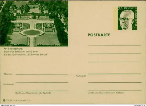 A5937 German postal stationery aerial view of the Ludwigsburg Palace