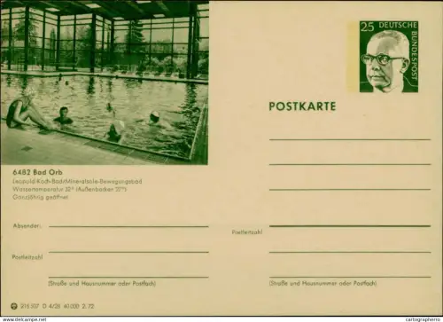 A5937 German postal stationery Leopold-Koch-Bad mineral brine pool in Bad Orb, Germany