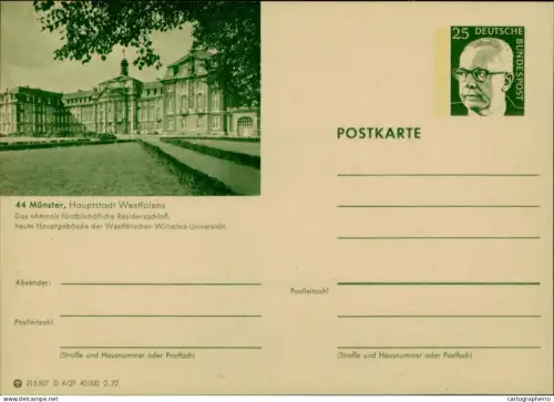 A5937 German postal stationery Münster building of the Westphalian Wilhelms-University