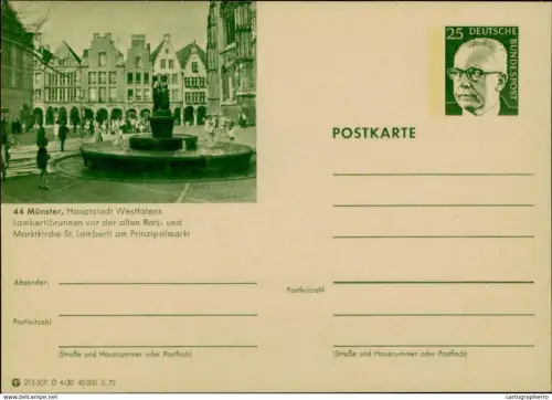 A5937 German postal stationery Münster Lambertibrunnen (fountain) in front of the St. Lamberti Church