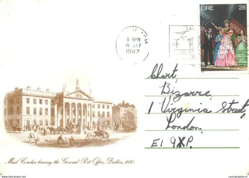 A5448 Ireland Dublin Mail Coaches leaving General Post Office 1820 engraving