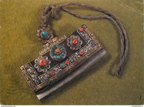 A5447 Tibetan leather tinder pouch decorated