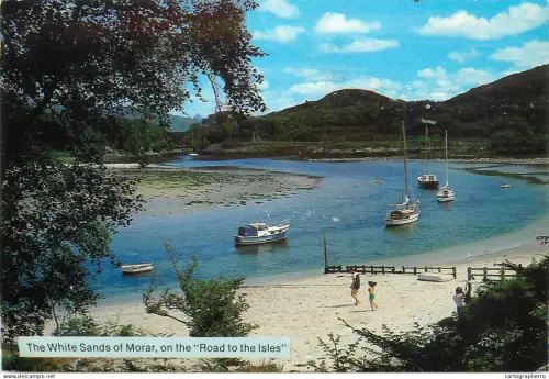 A5447 Scotland White Sands of Morar on the "Road to the Isles" boats river view