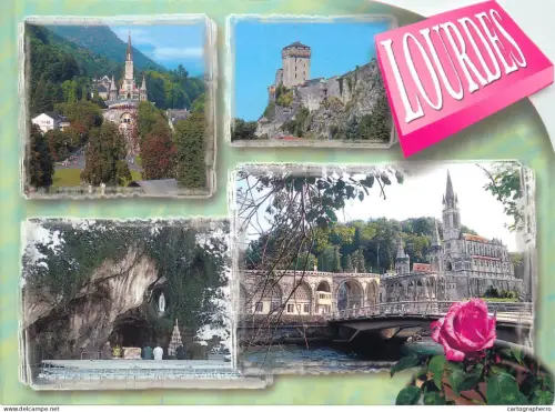 A5481 France Lourdes La Grotte et la Basilique multi view