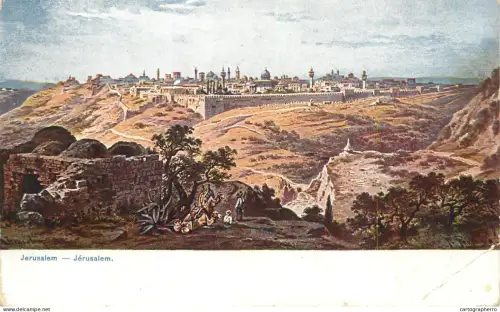 A5943 Illustration old postcard Jerusalem