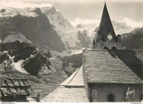 A5453 France Haute Alpes La Grave L'eglise et Massif de Meije