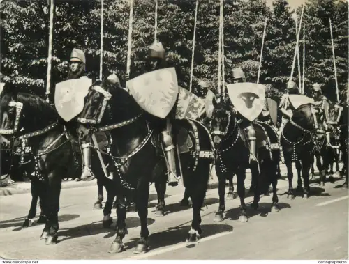 A5492 Poland Warsaw Parada Tysiąclecia horse riders medieval typical costumes