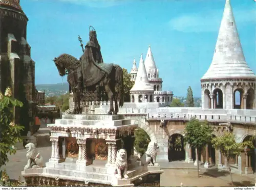 A5488 Hungary Budapest Fishermen Bastion & St Stephen's equestrian statue