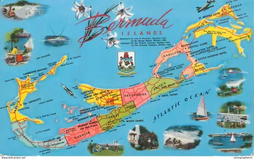 A5970 Bermuda Islands map postcard