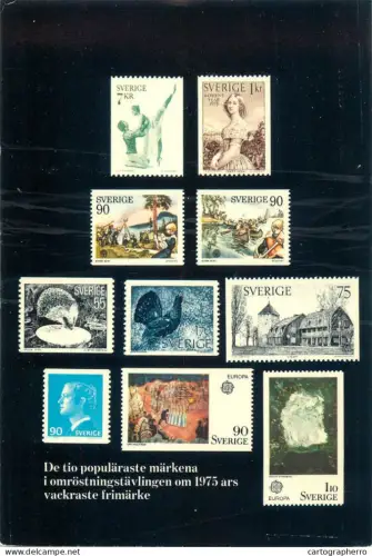 A5509 1975 contest for Swedish most beautiful stamp - the 10 most popular chosen