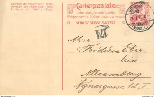 A5965 postal stationery Origin: Neuchâtel, Switzerland (postmark 29.1.10). Destination: Nuremberg, Germany