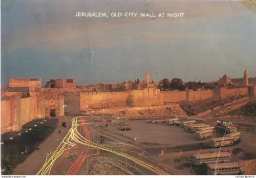 A5498 Israel Jerusalem old city wall at night