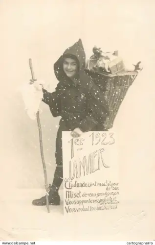 A6031 Suisse Geneva > Genève studio Jullien children scenes Bonne annee1923