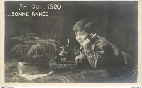 A6031 Suisse Geneva > Genève studio Jullien children scenes Bonne annee enfant telephone 1920