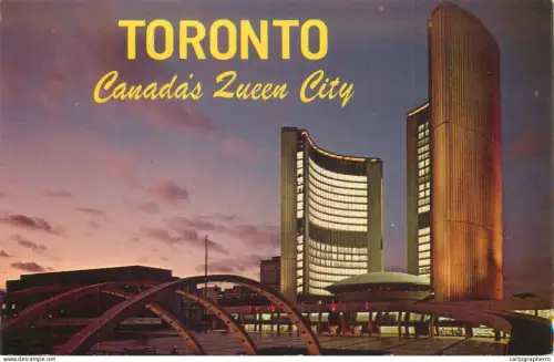 A5542 Canada Toronto Ontario City Hall illuminated
