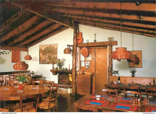 A5539 Switzerland Arcegno Grotto Lauro countryside house wood interior folklore motifs