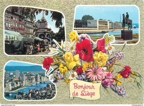 A5572  Belgium Bonjour de Liege multi view and colourful flower bouquet