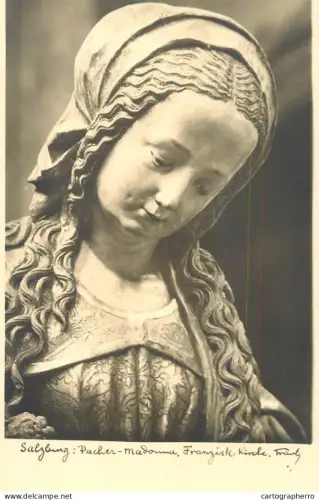 A5974 Photographic postcard Pacher Madonna Salzburg Austria 1947
