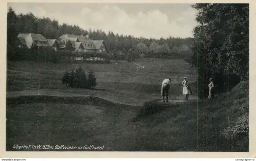 A5974 Postcard > Topics > Sports > Golf Oberhof Th. W. Golfwiese m. Golfhotel