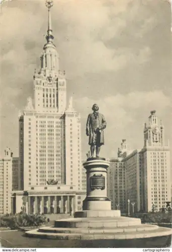 A5565 Russia Moscow Lomonosov State University and monument statue