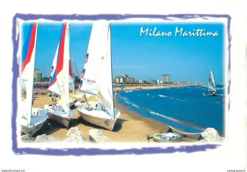 A5554 Italy Milano Marittima sailing boats on the beach