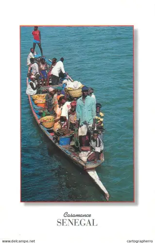 A5552 Senegal Casamance people transporting fruits and vegetables by boat