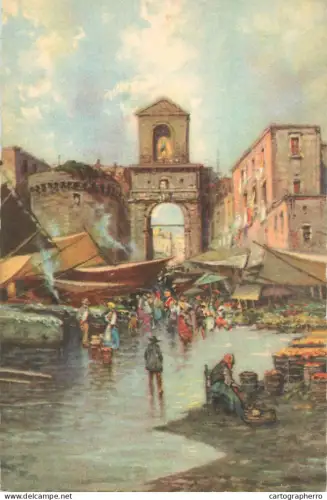 A6057 Napoli Porta Capuana pittore G. Carelli