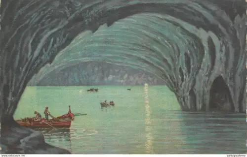 A6057 Capri Grotta Azzura pittore G. Carelli