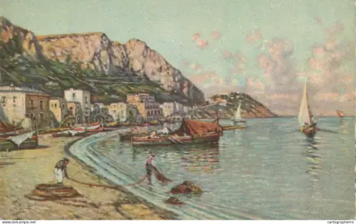 A6057 Capri Marina Grande pittore G. Carelli
