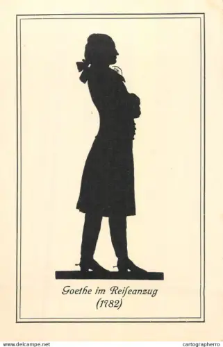 A6055 Scherenschnitt German art from a paper cutting silhouette Goethe in travel suit