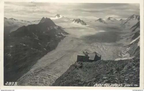 A5973 The Ramolhaus chalet Ötztal Alps Tyrol Austria Gurgler Glacier in the background