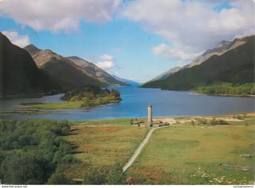 A5590 Scotland Glen Finnan Loch Shiel and Glenfinnan monument panoramic view