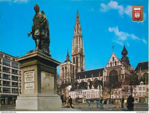 A5578 Belgium Antwerpen / Anvers Cathedral and P.P Rubens statue monument