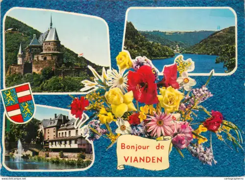 A5594 Luxembourg Bonjour de Vianden souvenir multi view and floral motif