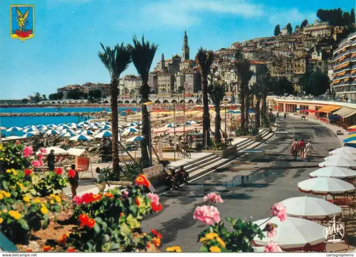 A5607 France Menton Cote d'Azur plage et le vieille ville