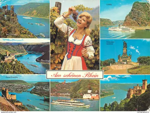 A5607 Germany am schonen Rhein woman with typical costume and different views