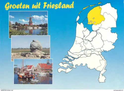 A5640 Netherlands Groeten uit Friesland map and several views