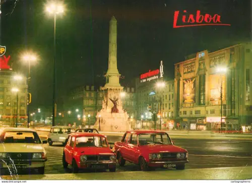 A5627 Portugal Lisboa Praca dos Restauradores night view