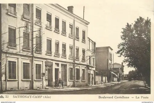 A1841 France Sathonay-Camp boulevard Castellane la poste carte postale découpée cpa