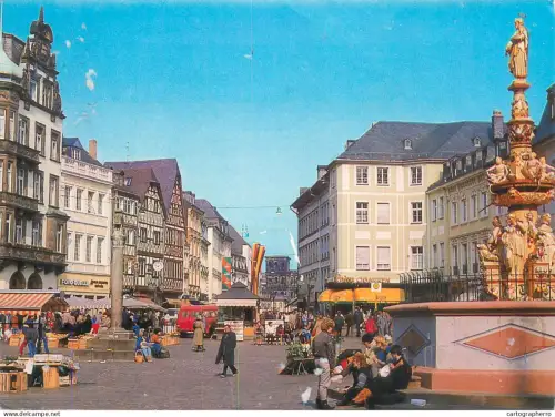 A5620 Germany Trier Mosel Markplatz, Petrusbrunnen und Marktkreuz
