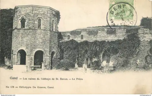 A6075 Gand Gent les ruines de l`abbaye de St. Bavon 1913