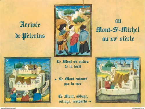 A5679 France Mont St Michel pilgrimage history multi view illustration